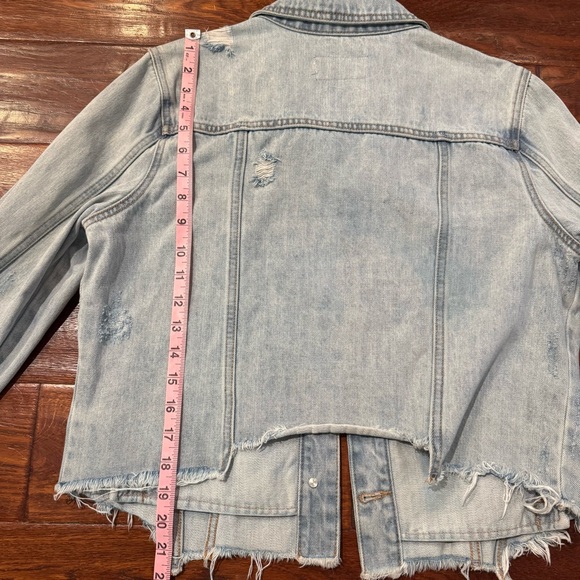 KanCan Light Blue Distressed Cropped Jean Jacket - Picture 5 of 8